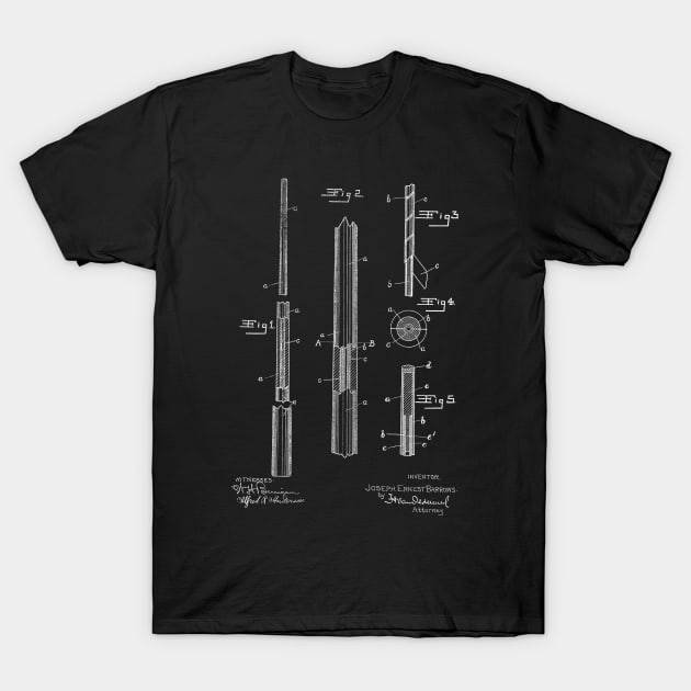 Billiard Cue Vintage Patent Hand Drawing T-Shirt by TheYoungDesigns